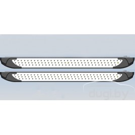 Боковые пороги (подножки) "SAPPHIRE" для Volkswagen Caravelle T5 (короткая база)